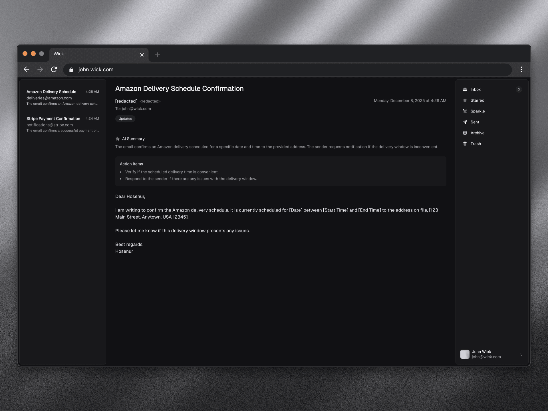 hosenur.email interface